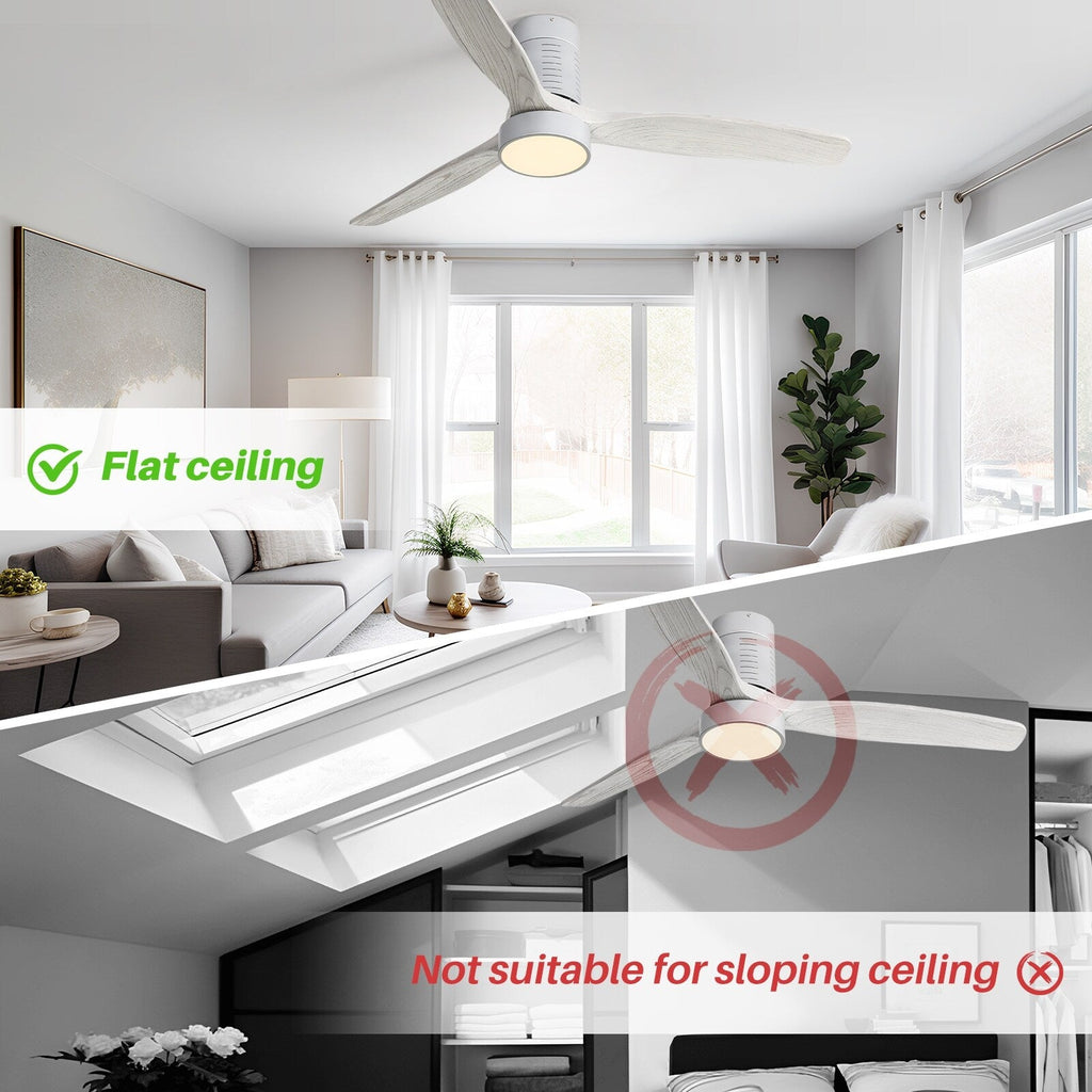 Ventilateur de plafond encastré de 52 pouces de style farmhouse avec éclairage et télécommande, moteur DC réversible.