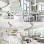 Ventilateur de plafond encastré de 52 pouces de style farmhouse avec éclairage et télécommande, moteur DC réversible.