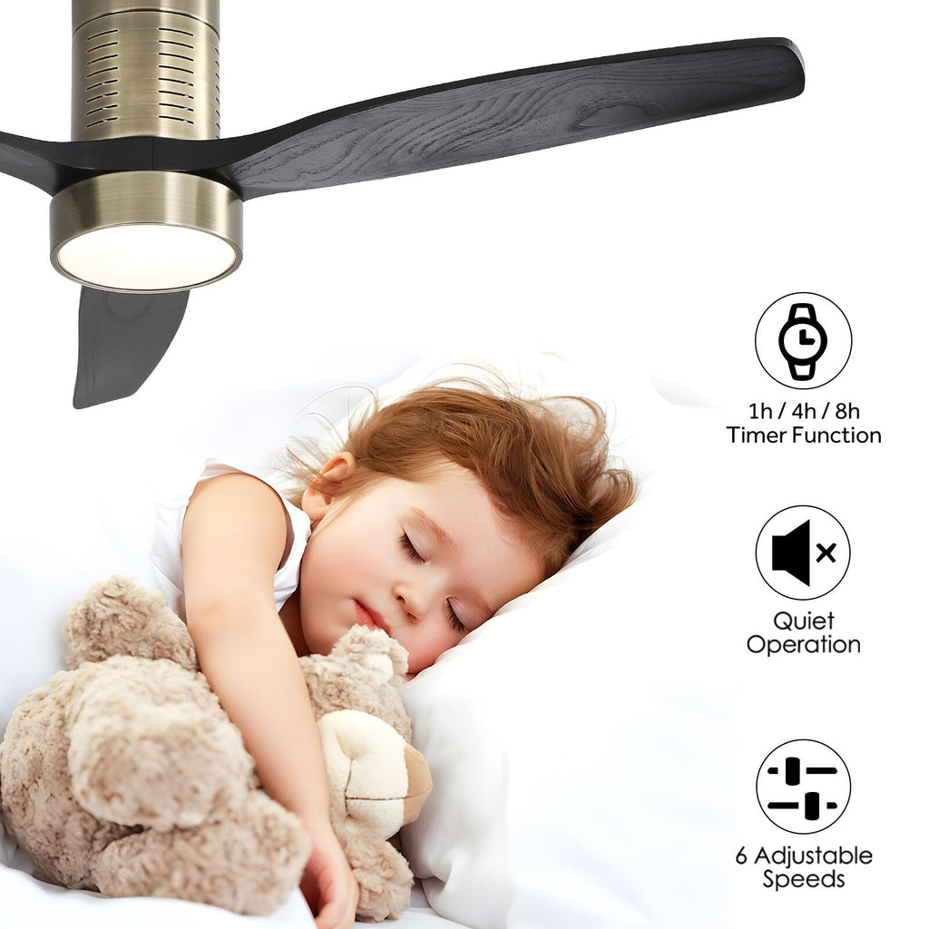 Ventilateur de plafond encastré de 52 pouces de style farmhouse avec éclairage et télécommande, moteur DC réversible.