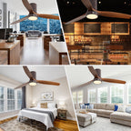 Ventilateur de plafond encastré de 52 pouces de style farmhouse avec éclairage et télécommande, moteur DC réversible.