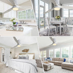 Ventilateur de plafond encastré de 52 pouces de style farmhouse avec éclairage et télécommande, moteur DC réversible.