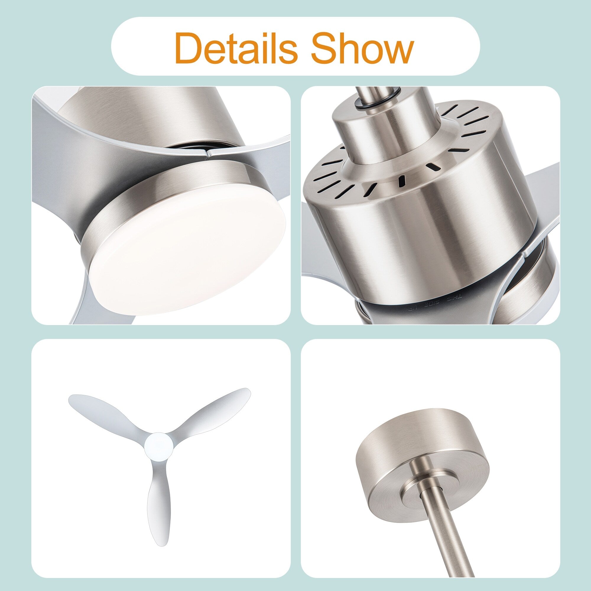 Ventilateur de plafond LED 52 pouces avec éclairage et télécommande (3 pales)