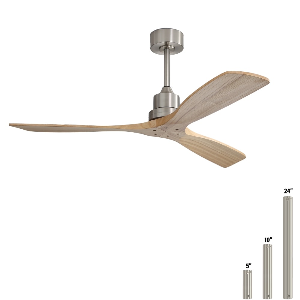 Ventilateur de plafond moderne de 52 pouces en bois massif/ABS avec télécommande (sans éclairage), 6 vitesses de ventilation, flux d'air réversible.