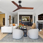 Ventilateur de plafond moderne de 52 pouces en bois massif/ABS avec télécommande (sans éclairage), 6 vitesses de ventilation, flux d'air réversible.