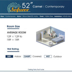 Ventilateur de plafond moderne de 52 pouces en bois massif/ABS avec télécommande (sans éclairage), 6 vitesses de ventilation, flux d'air réversible.