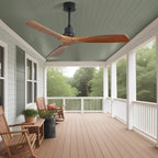 Ventilateur de plafond moderne de 52 pouces en bois massif/ABS avec télécommande (sans éclairage), 6 vitesses de ventilation, flux d'air réversible.