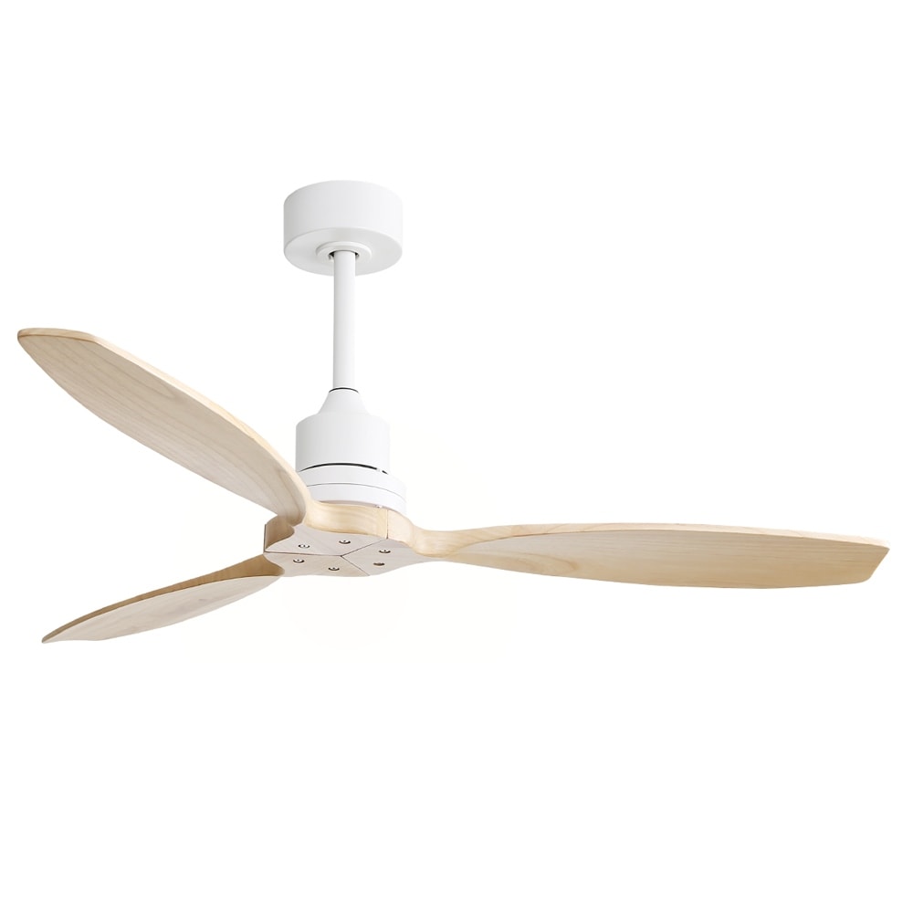 Ventilateur de plafond moderne de 52 pouces en bois massif/ABS avec télécommande (sans éclairage), 6 vitesses de ventilation, flux d'air réversible.