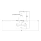 Ventilateur de plafond à 52 pouces avec 5 pales en bois réversibles, 3 lumières et télécommande.