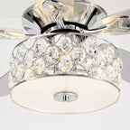 Luminaire suspendu moderne à 52 branches et 4 lumières, avec ventilateur de plafond à cristaux et télécommande.