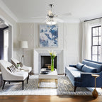 Luminaire suspendu moderne à 52 branches et 4 lumières, avec ventilateur de plafond à cristaux et télécommande.