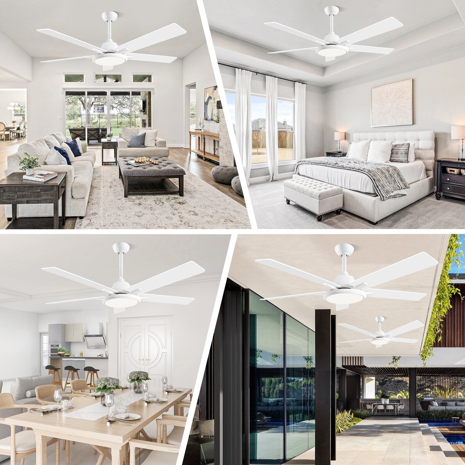 52 Ventilateurs de plafond modernes avec éclairage et télécommande, LED à intensité variable