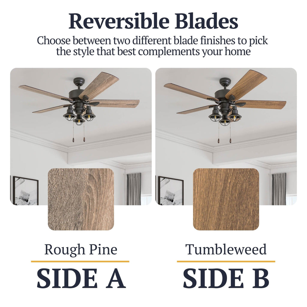 Ventilateur de plafond LED à 52 pouces Prominence Home Sivan Bronze, style farmhouse, avec éclairage, télécommande