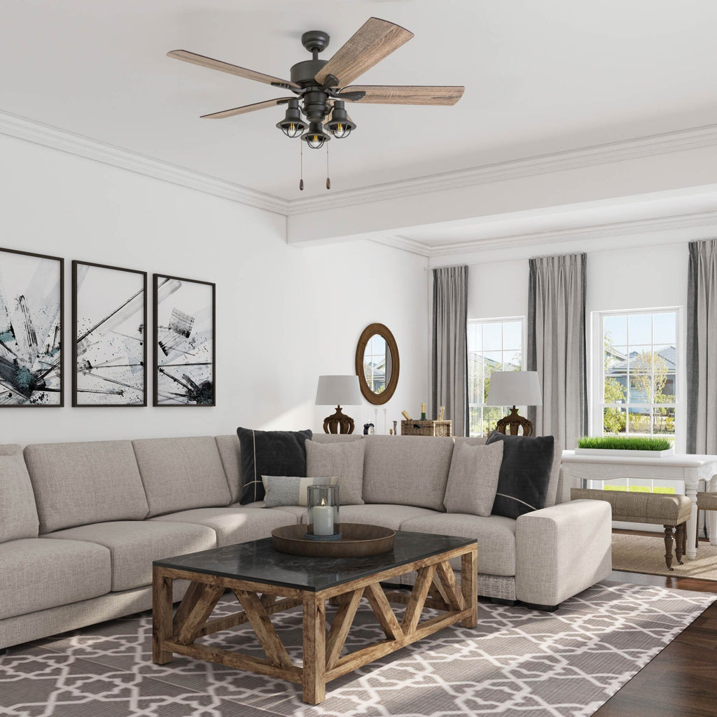 Ventilateur de plafond LED à 52 pouces Prominence Home Sivan Bronze, style farmhouse, avec éclairage, télécommande