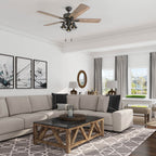 Ventilateur de plafond LED à 52 pouces Prominence Home Sivan Bronze, style farmhouse, avec éclairage, télécommande