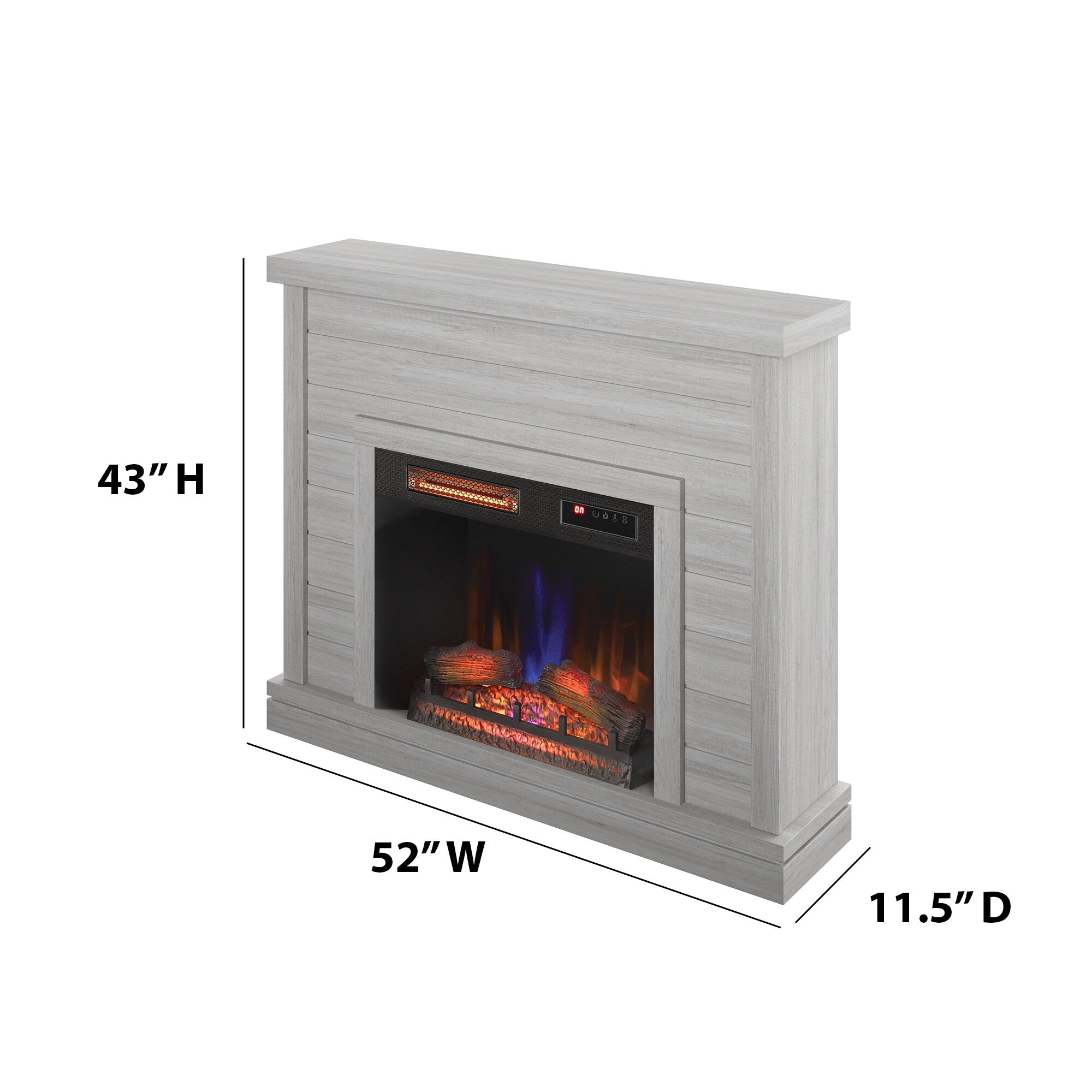Mantel de cheminée à lambris de 52 pouces avec insert de foyer 3D