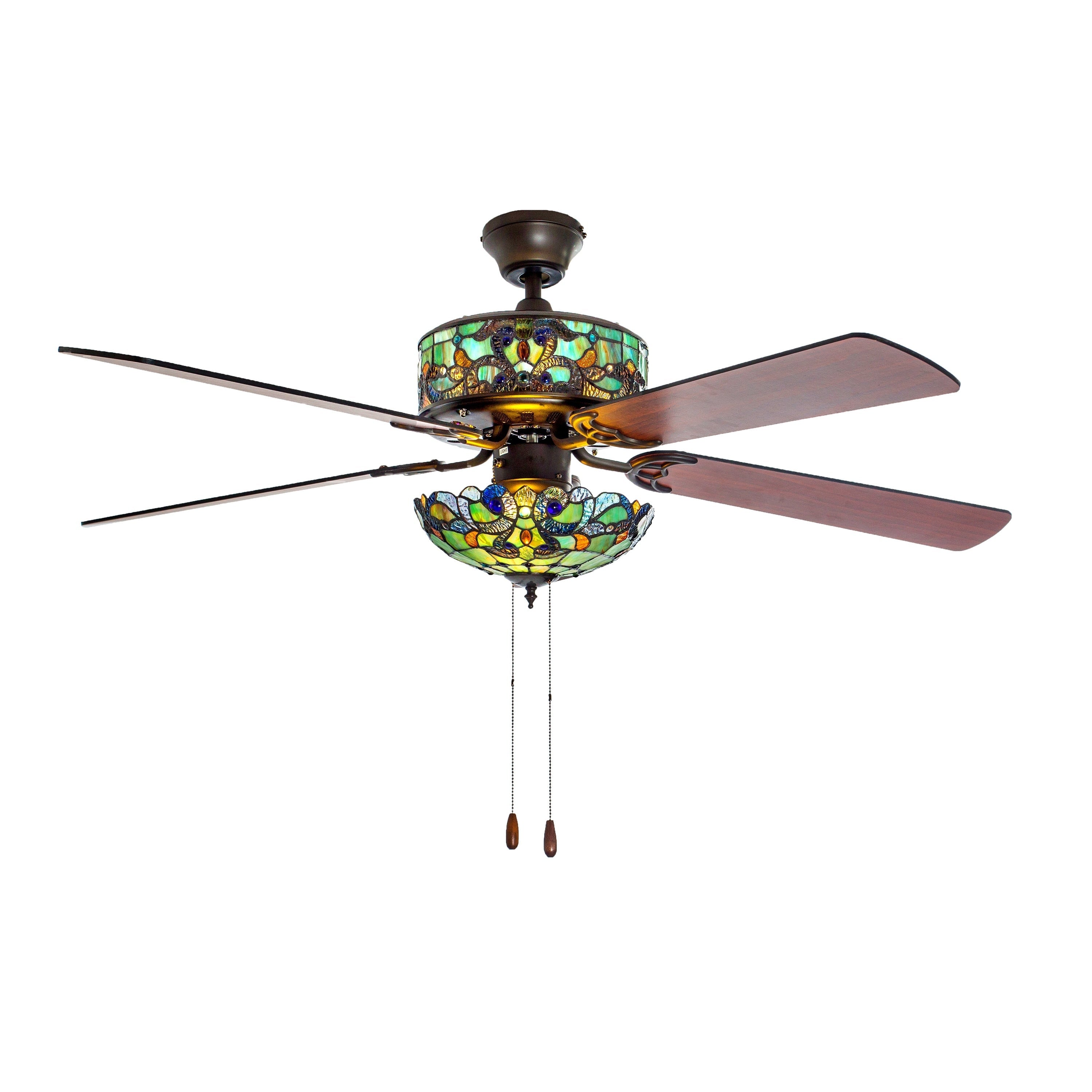 Ventilateur de plafond Copper Grove Guasipati Magna Carta de 52 pouces, style Tiffany - 52L x 52W x 16.5