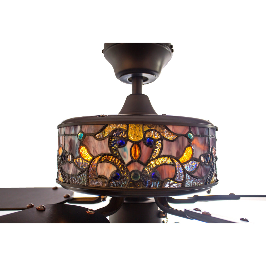 Ventilateur de plafond Copper Grove Guasipati Magna Carta de 52 pouces, style Tiffany - 52L x 52W x 16.5