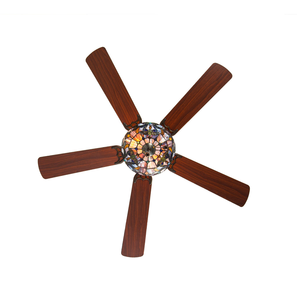 Ventilateur de plafond Copper Grove Guasipati Magna Carta de 52 pouces, style Tiffany - 52L x 52W x 16.5