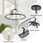 Luminaire à 24 lumières en forme de roue de chariot ronde de 54 pouces