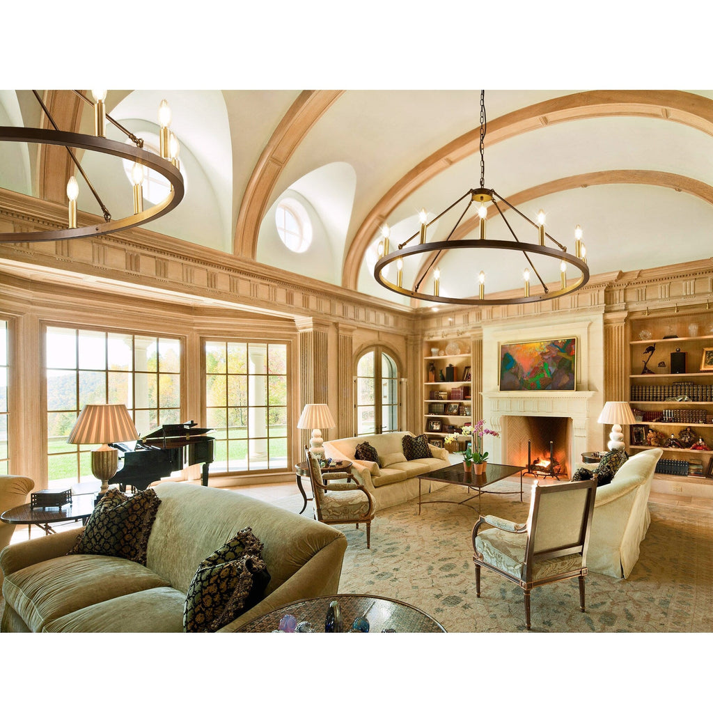 Luminaire à 24 lumières en forme de roue de chariot ronde de 54 pouces