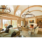 Luminaire à 24 lumières en forme de roue de chariot ronde de 54 pouces