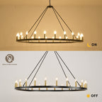 Luminaire à 24 lumières en forme de roue de chariot ronde de 54 pouces