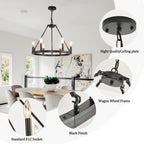 Luminaire à 24 lumières en forme de roue de chariot ronde de 54 pouces