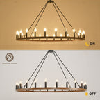 Luminaire à 24 lumières en forme de roue de chariot ronde de 54 pouces