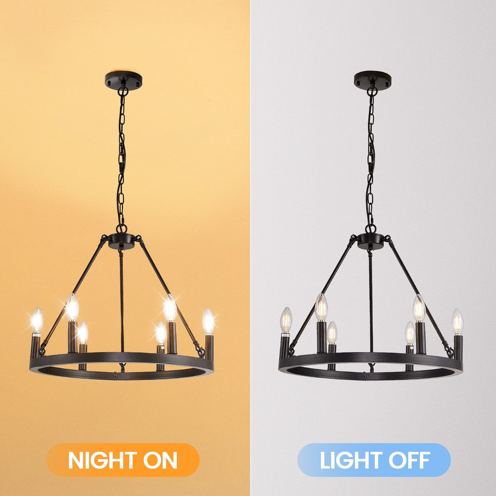 Luminaire à 24 lumières en forme de roue de chariot ronde de 54 pouces