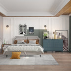 Commode de chambre à coucher double de 135 cm de large avec tiroirs de rangement