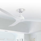 Ventilateur de plafond à courant continu à 3 pales, noir moderne, 56 pouces, avec télécommande.