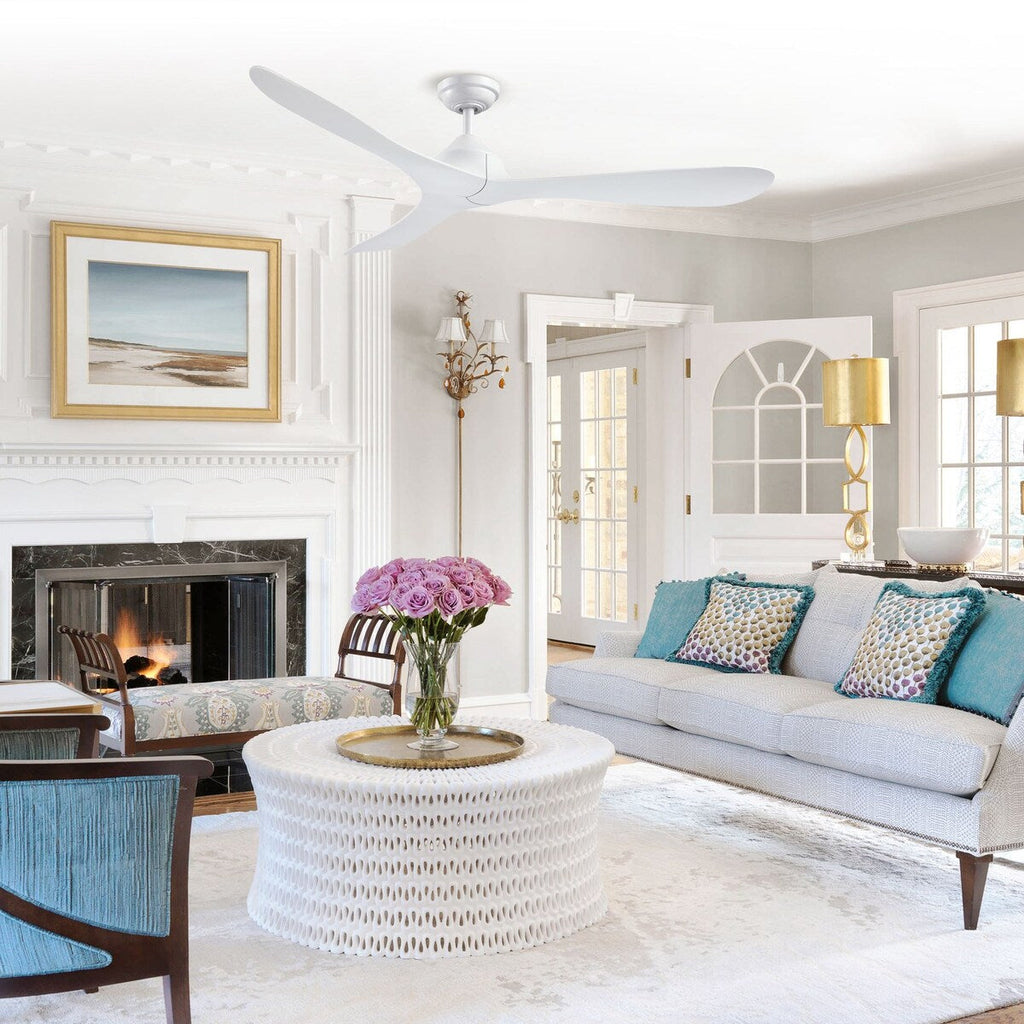 Ventilateur de plafond à courant continu à 3 pales, noir moderne, 56 pouces, avec télécommande.