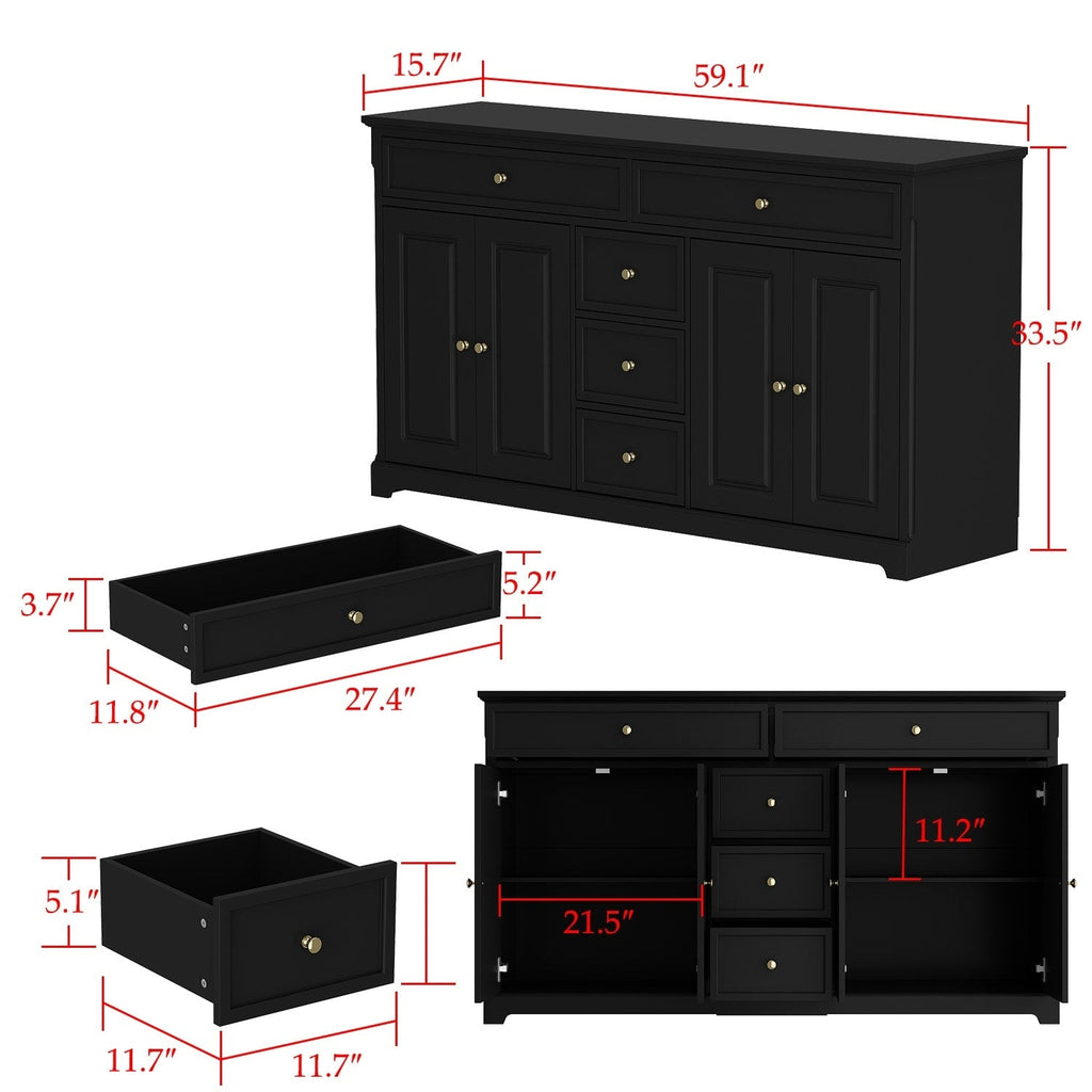 Buffet de rangement blanc laqué, style moderne contemporain du milieu du siècle, 59,1 pouces