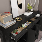 Buffet de rangement blanc laqué, style moderne contemporain du milieu du siècle, 59,1 pouces