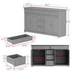 Buffet de rangement blanc laqué, style moderne contemporain du milieu du siècle, 59,1 pouces