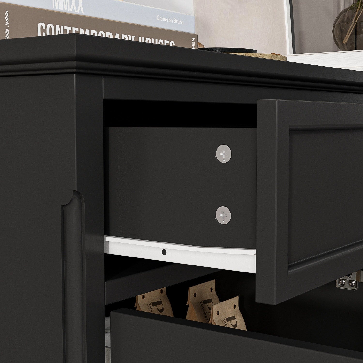 Buffet de rangement blanc laqué, style moderne contemporain du milieu du siècle, 59,1 pouces