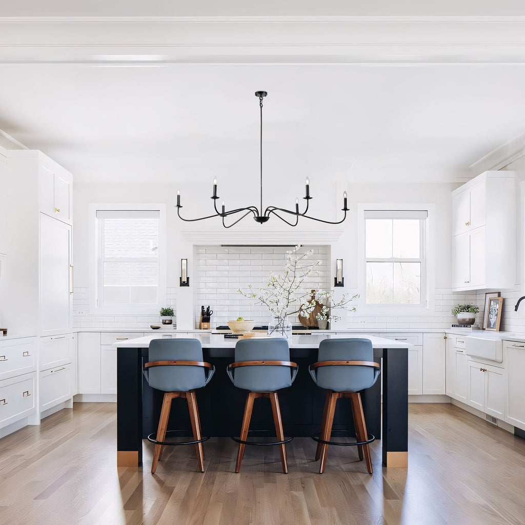 Luminaire minimaliste à 6 lumières de 64 pouces en noir mat / doré / chrome - N/A