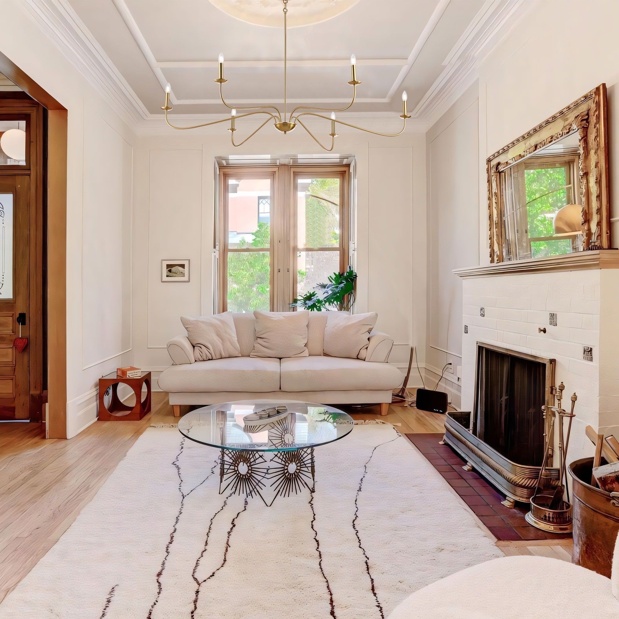 Luminaire minimaliste à 6 lumières de 64 pouces en noir mat / doré / chrome - N/A