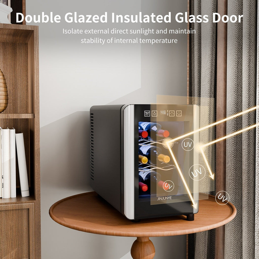 Cave à vin réfrigérante 6 bouteilles (46-66°F), mini-réfrigérateur à boissons indépendant pour l'été, cave à vin avec contrôle de température.