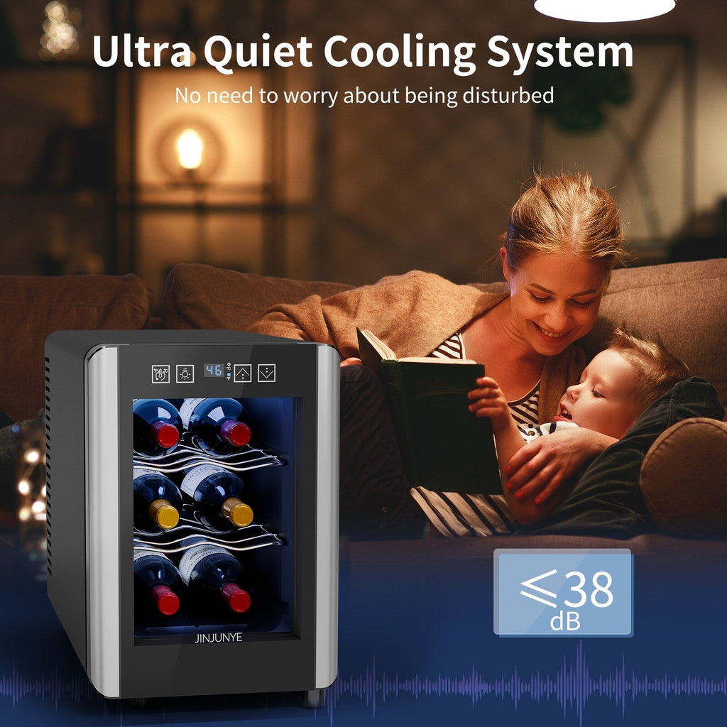 Cave à vin réfrigérante 6 bouteilles (46-66°F), mini-réfrigérateur à boissons indépendant pour l'été, cave à vin avec contrôle de température.