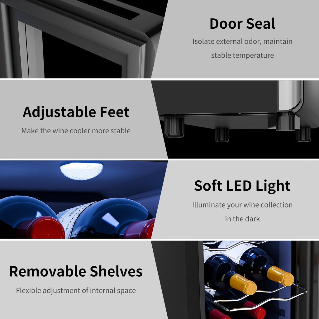 Cave à vin réfrigérante 6 bouteilles (46-66°F), mini-réfrigérateur à boissons indépendant pour l'été, cave à vin avec contrôle de température.