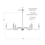 Luminaire minimaliste à 6 lumières de 64 pouces en noir mat / doré / chrome - N/A
