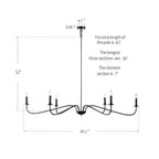 Luminaire minimaliste à 6 lumières de 64 pouces en noir mat / doré / chrome - N/A