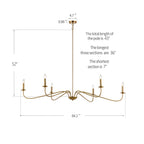 Luminaire minimaliste à 6 lumières de 64 pouces en noir mat / doré / chrome - N/A