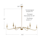 Luminaire classique français minimaliste à 6 lumières avec éclairage de type bougie