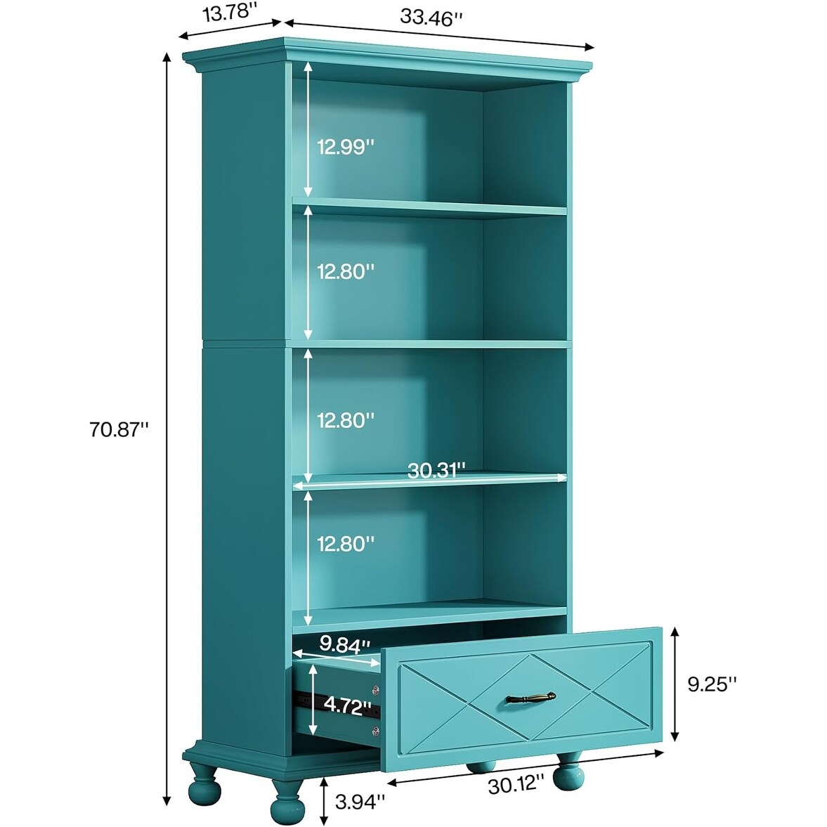 Étagère à livres 6 niveaux avec tiroir, bibliothèque de 71 livres pour salon