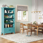 Étagère à livres 6 niveaux avec tiroir, bibliothèque de 71 livres pour salon