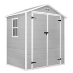 Abri de jardin en résine pour extérieur, résistant aux intempéries, avec plancher, modèle Spire Tool Shed, dimensions : 6 pi x 4 pi / 6 pi x 8 pi / 8 pi x 6 pi / 8 pi x 10 pi