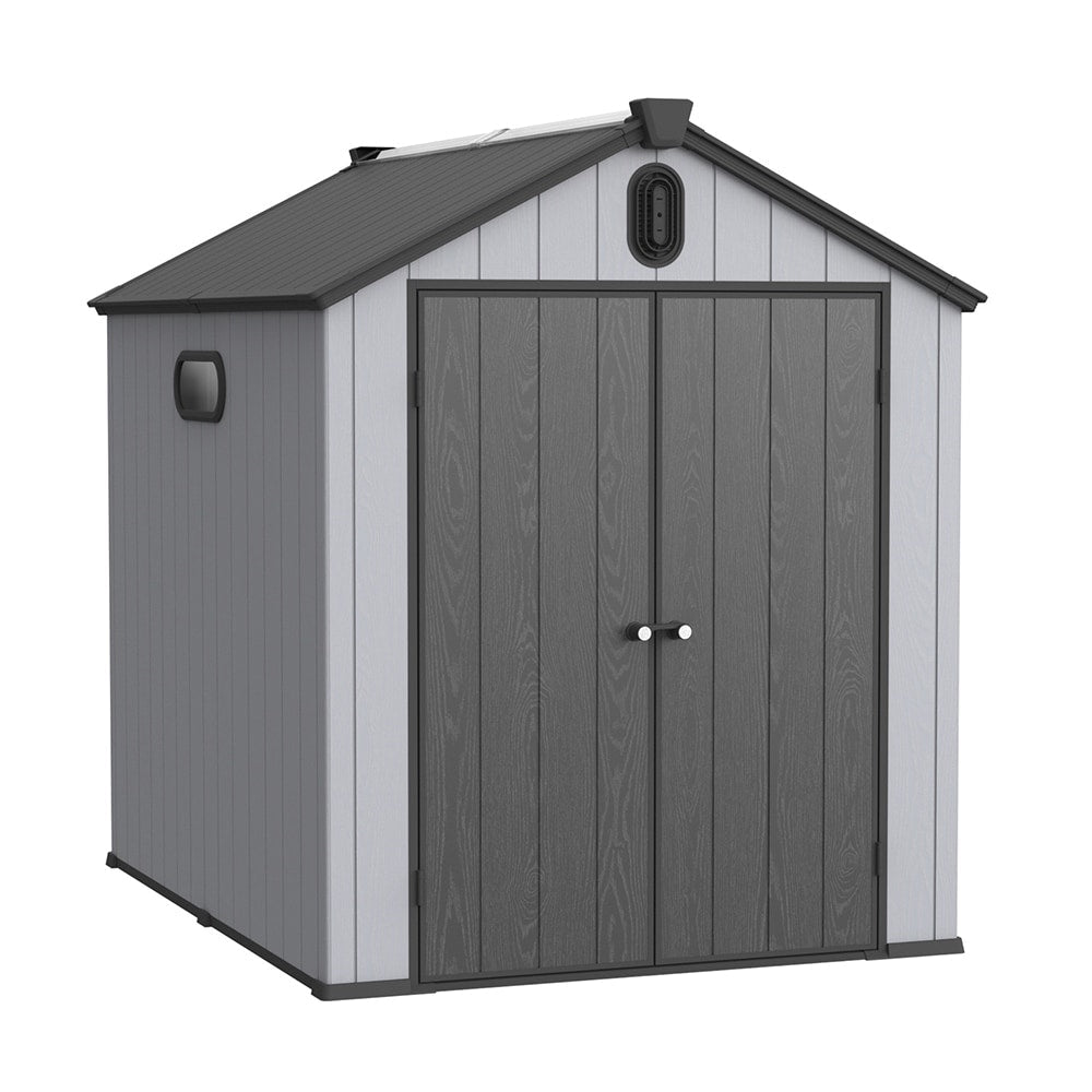 Abri de jardin en résine pour extérieur, résistant aux intempéries, avec plancher, modèle Spire Tool Shed, dimensions : 6 pi x 4 pi / 6 pi x 8 pi / 8 pi x 6 pi / 8 pi x 10 pi