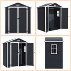 Abri de jardin en résine pour extérieur, résistant aux intempéries, avec plancher, modèle Spire Tool Shed, dimensions : 6 pi x 4 pi / 6 pi x 8 pi / 8 pi x 6 pi / 8 pi x 10 pi